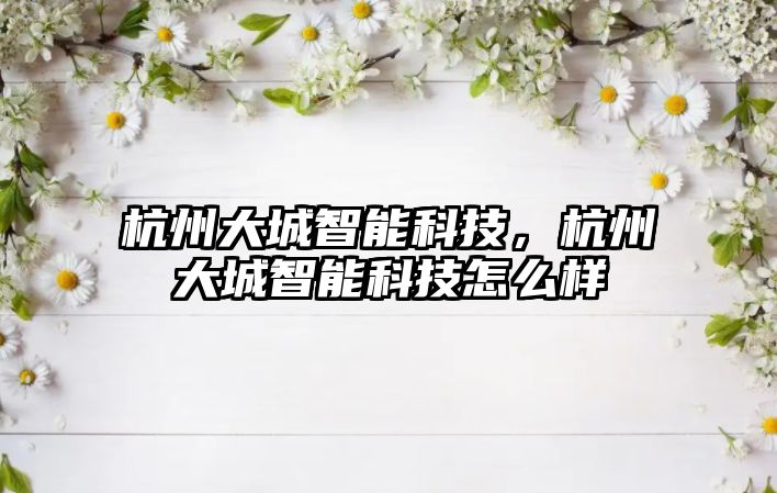 杭州大城智能科技，杭州大城智能科技怎么樣