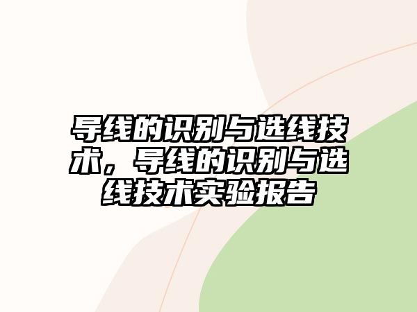 導(dǎo)線的識別與選線技術(shù)，導(dǎo)線的識別與選線技術(shù)實驗報告