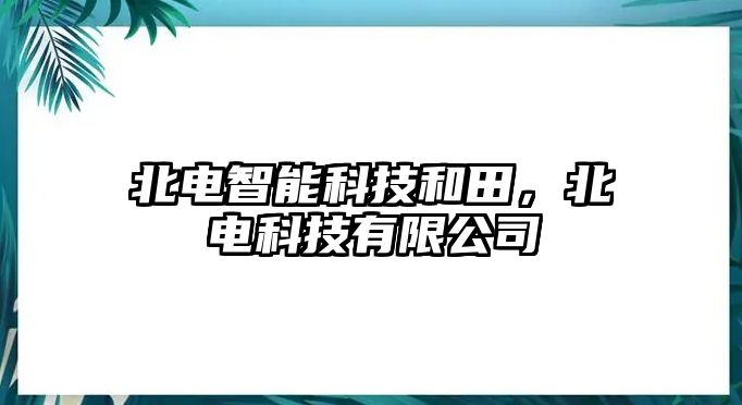 北電智能科技和田,北電科技有限公司